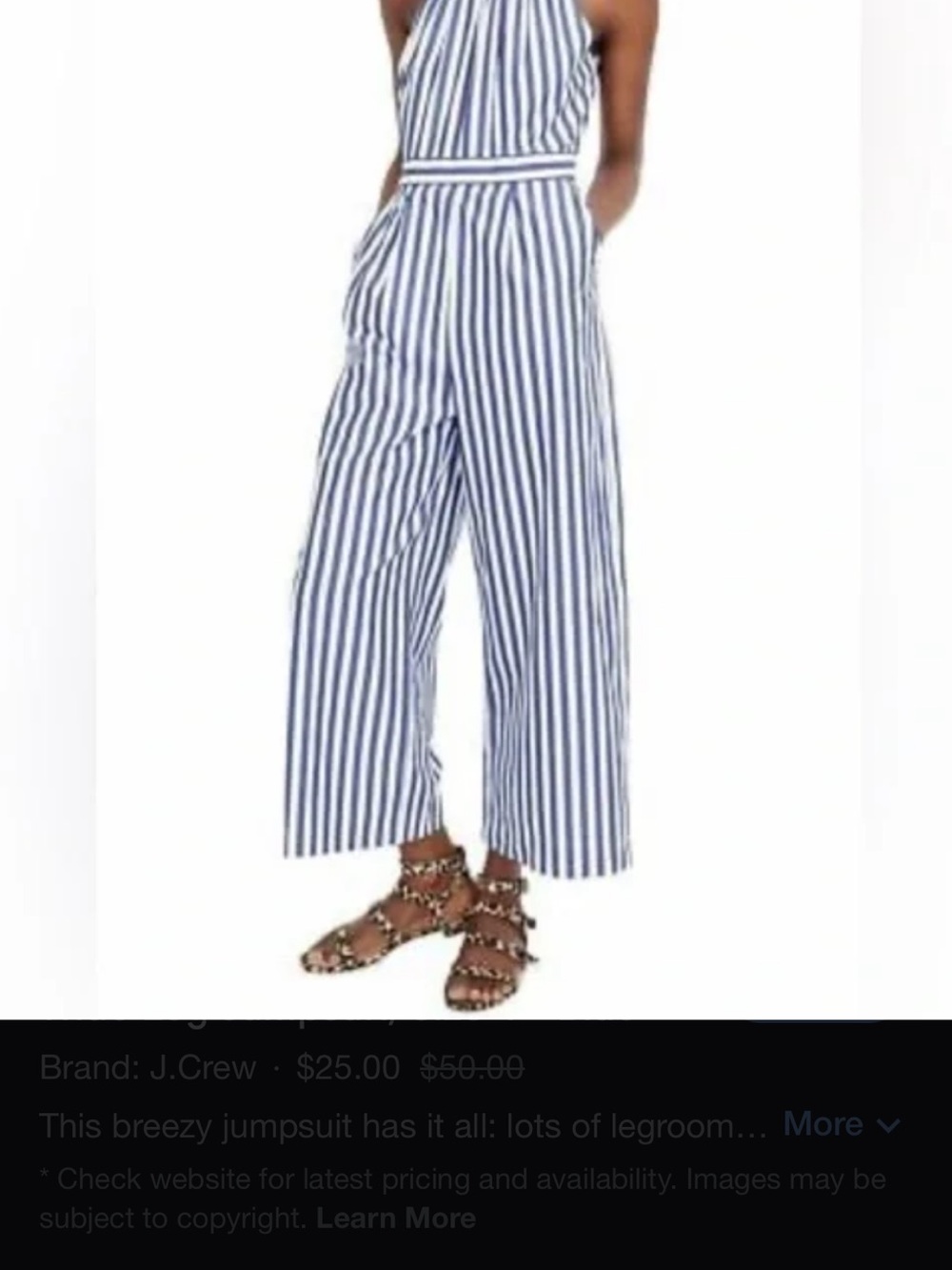 J. Crew Navy and White Striped Halter Jumpsuit Sz4 - Picture 8 of 8
